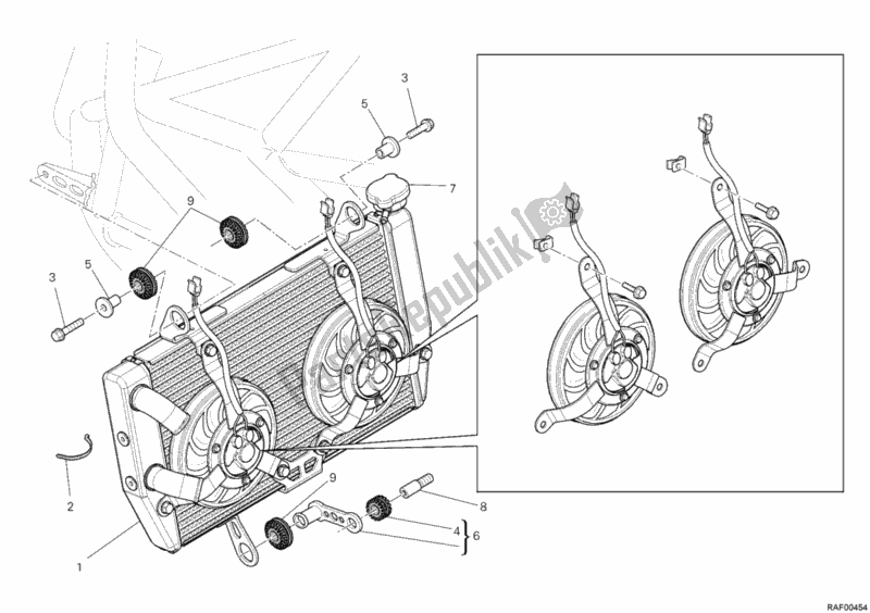 Alle onderdelen voor de Waterkoeler van de Ducati Multistrada 1200 ABS USA 2011